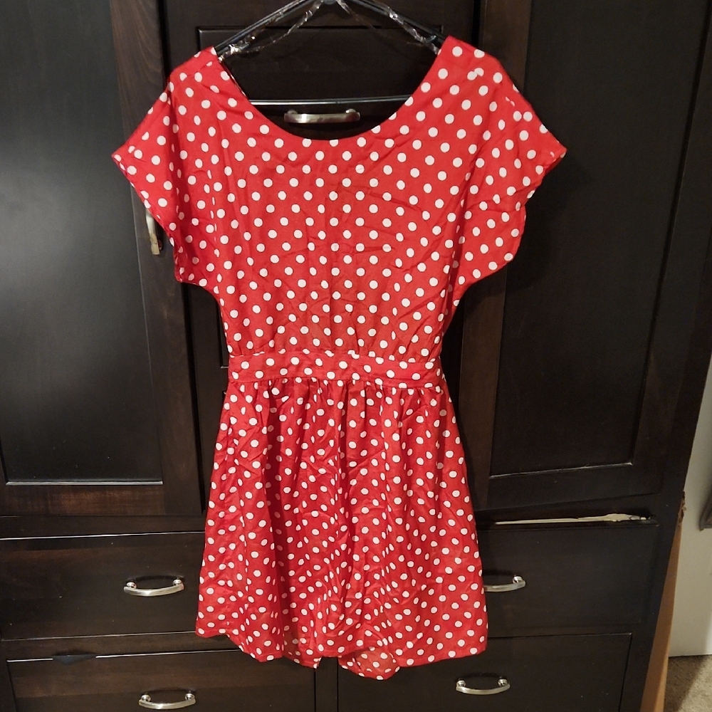 Monteau Red Polka Dot Mini Dress